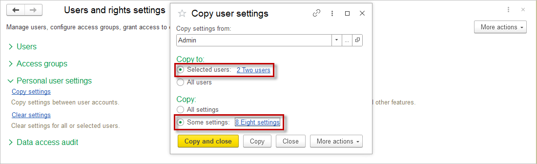 Personal User Settings – AccountingSuite