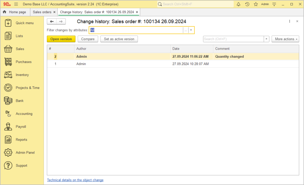 Audit Log – AccountingSuite